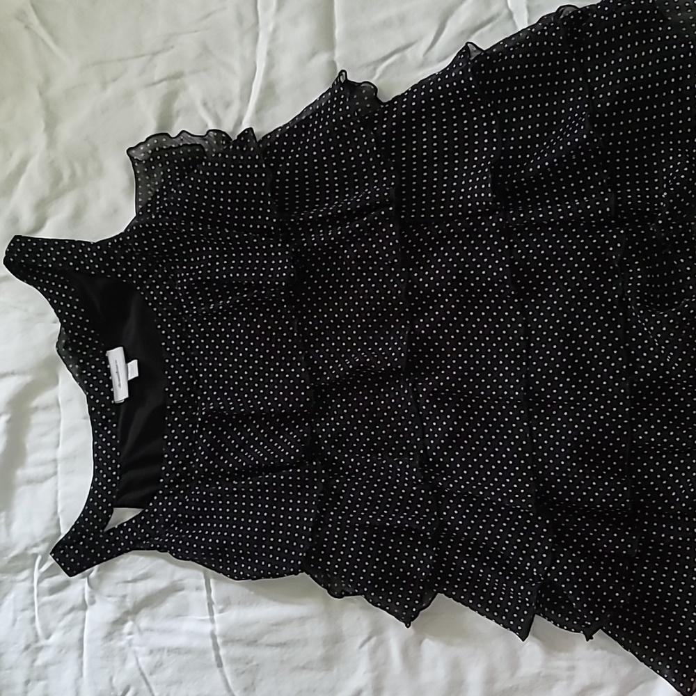 Dress Barn Polka Dot Black and White Flowy Shirt Size Large
